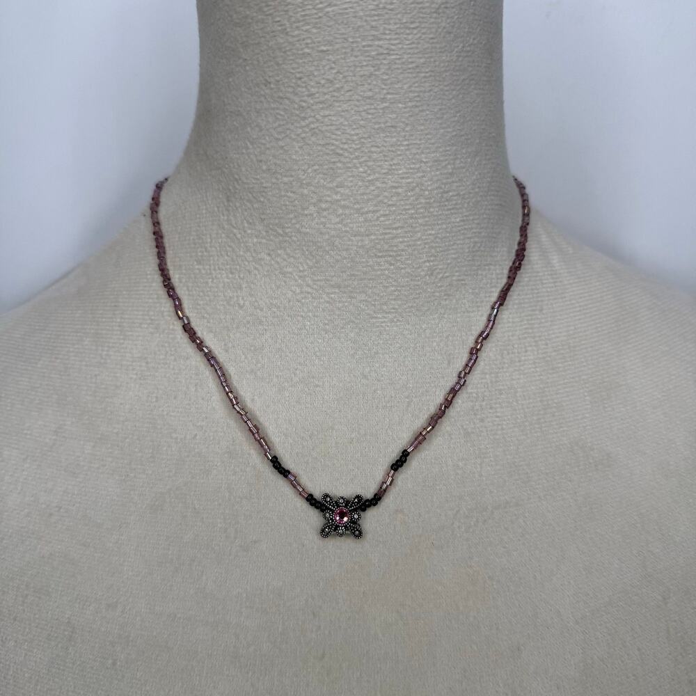 26. Pink beaded pendant necklace